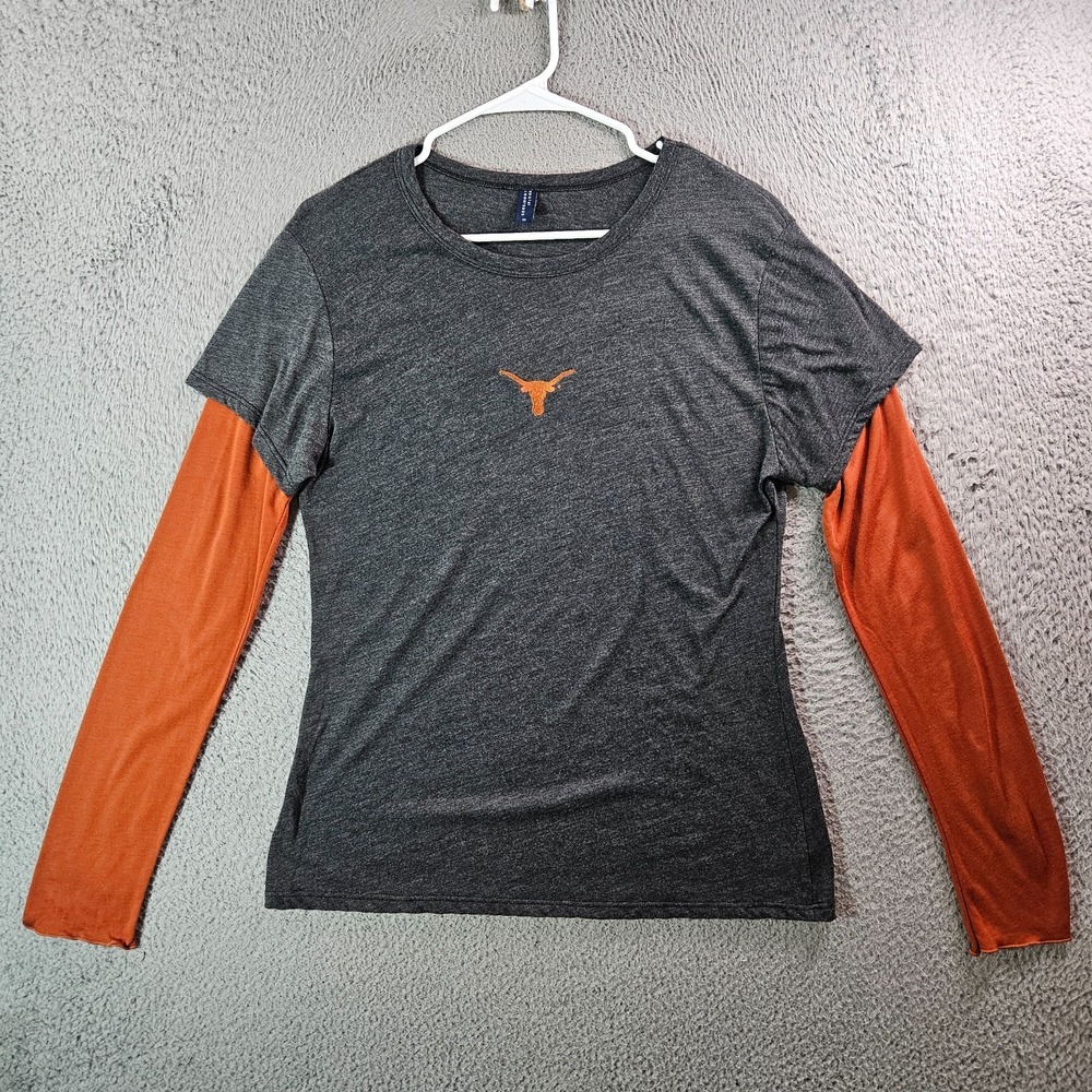 Social Awareness Tee Top Women XL Long Horn‎ Embroidered Texas Stretch